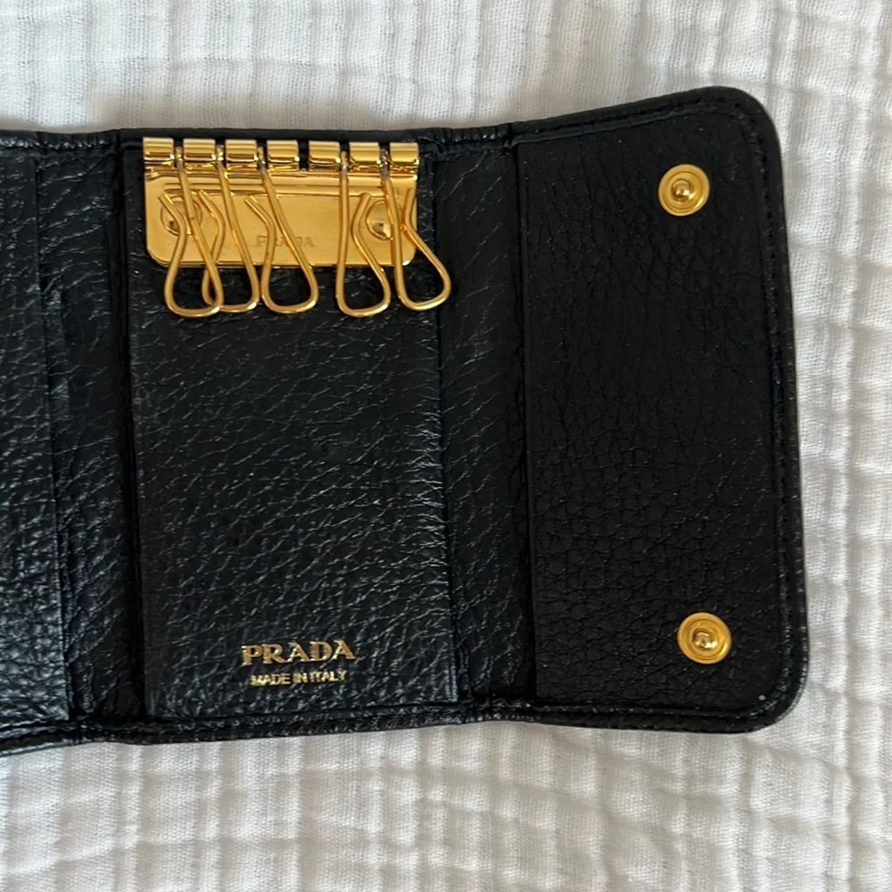 Authentic leather Prada key holder